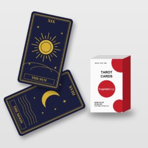 Custom printed tarot card deck with printed tuck box